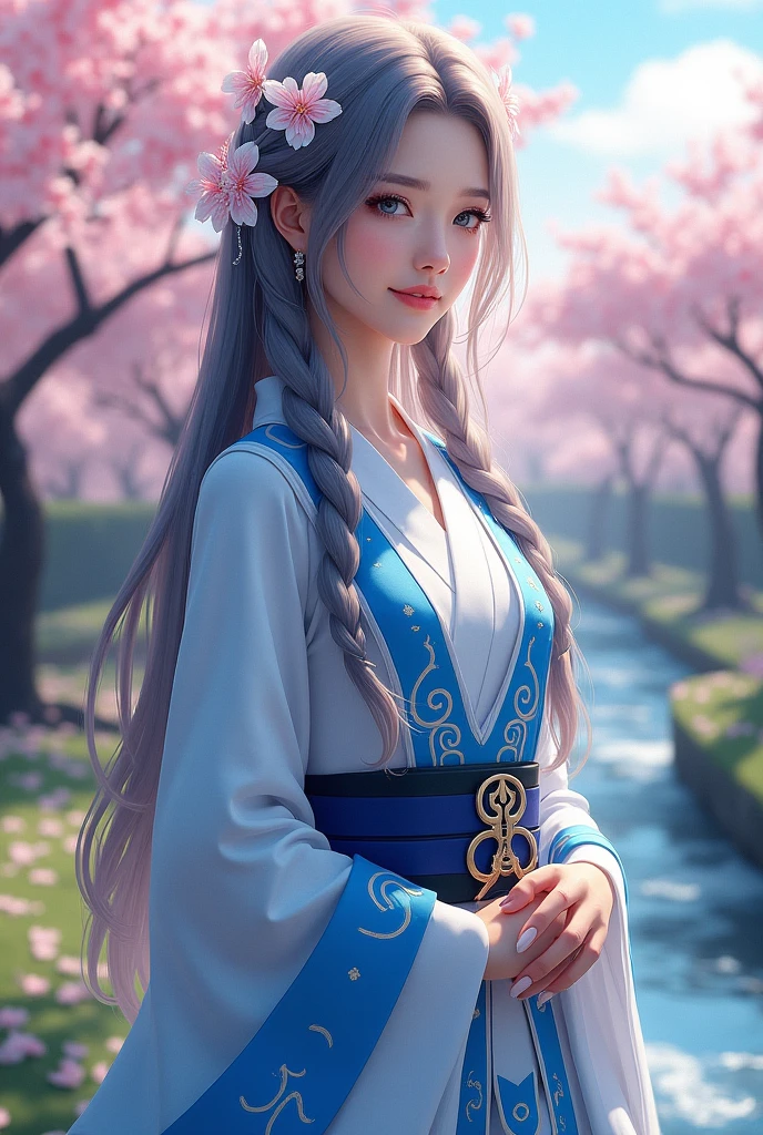 A beautiful girl cospslay as Kamisato ayaka from genshin impact, big breasts, real human,