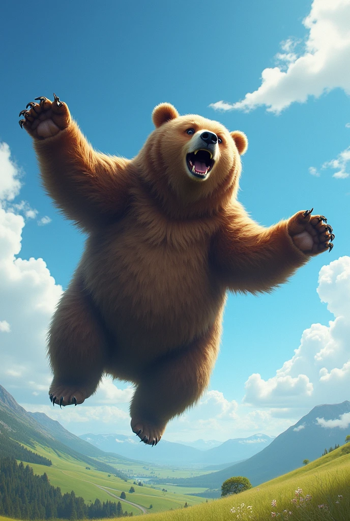 A bear that fly in the sky