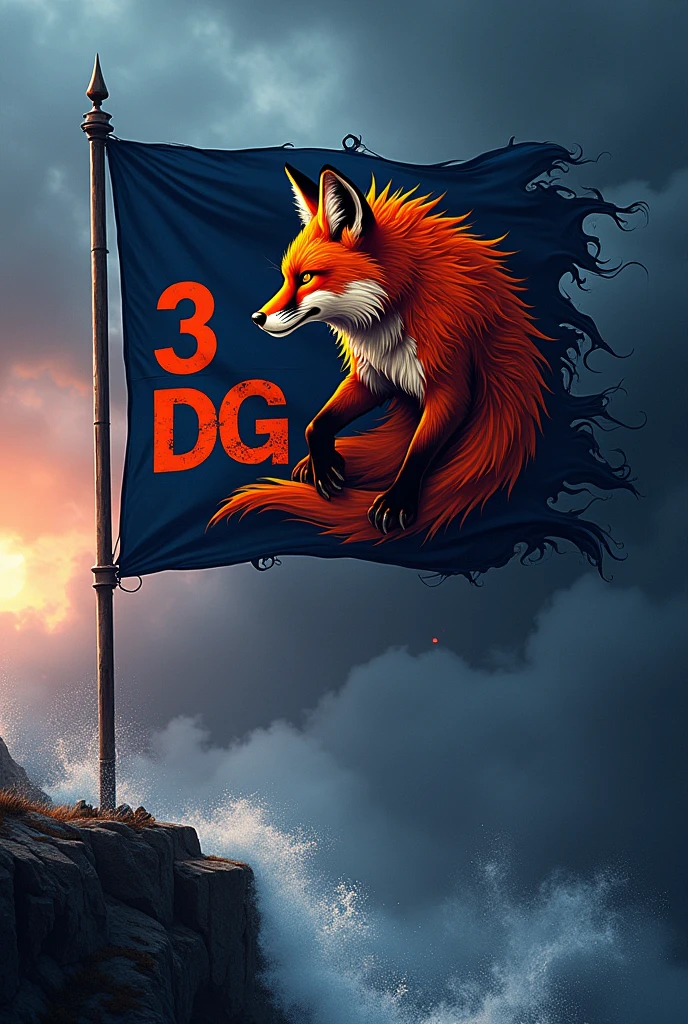 A flag with a fox, with the letters "3 DG" agresive