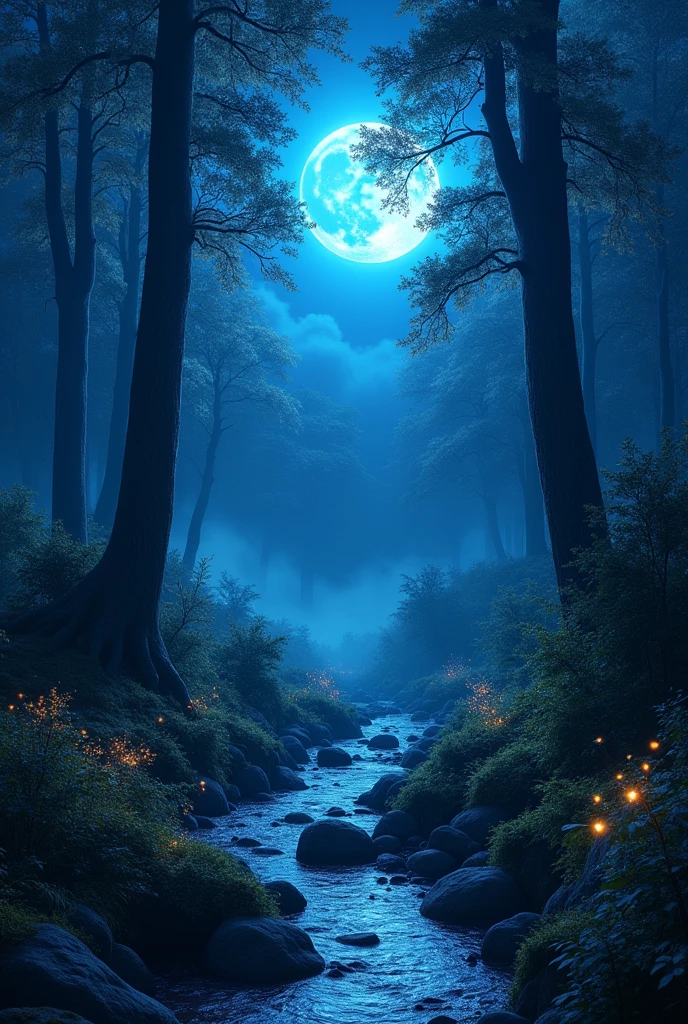 Blue moon in forest