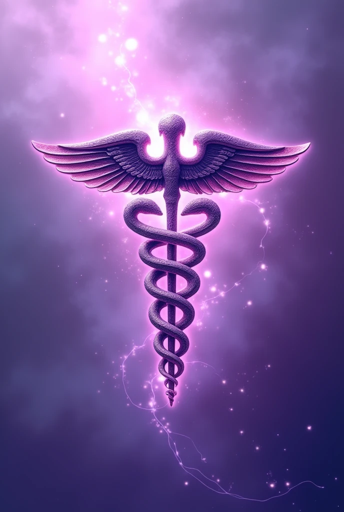 A purple outlined medicine symbol