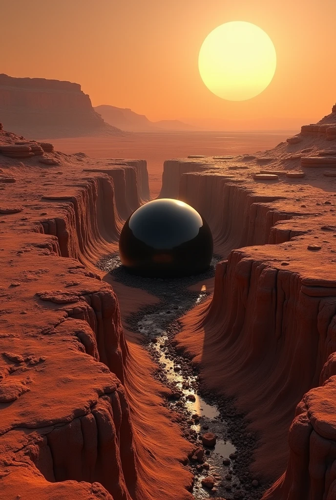 there us a black bubble growing in a rift between two martian land masses,
