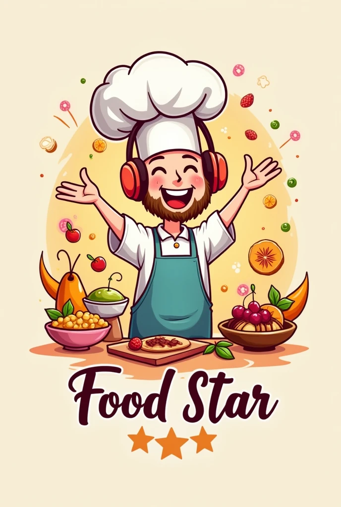I want a logo for YouTube food blog named as "Asmr Food Star"