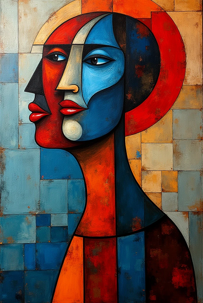 crée moi un tableau d'Art contemporain avec des inspiration de Picasso en bonne qualité