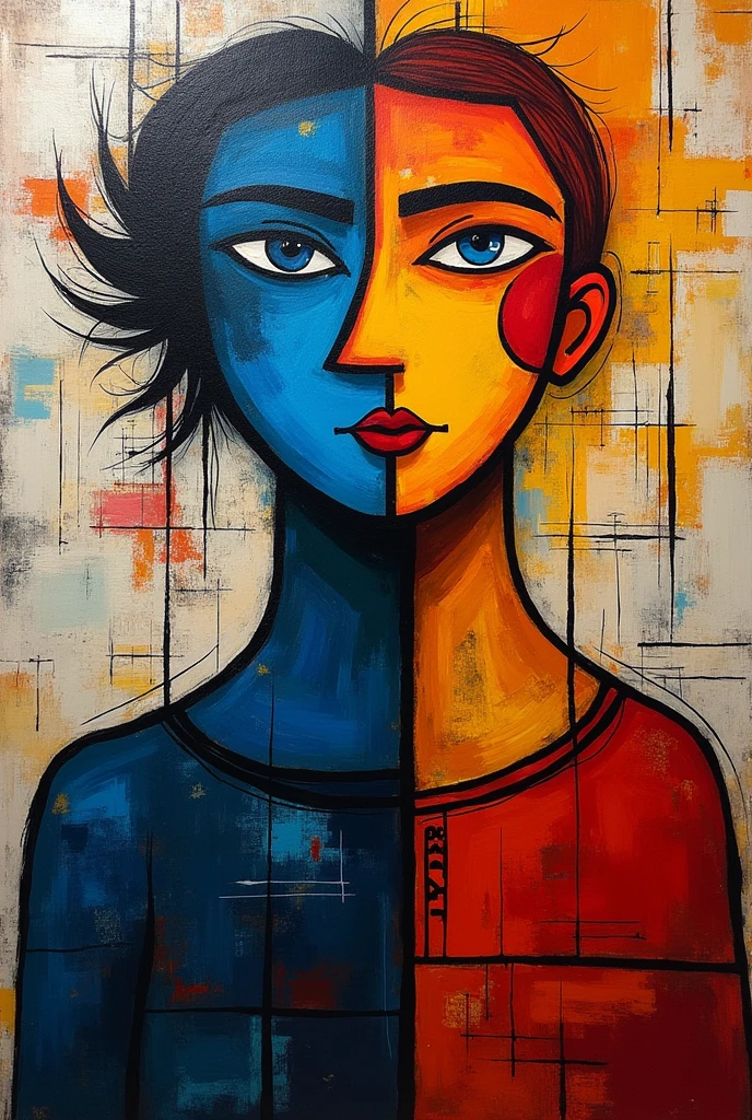 crée moi un tableau d'Art contemporain avec des inspiration de Picasso en bonne qualité
