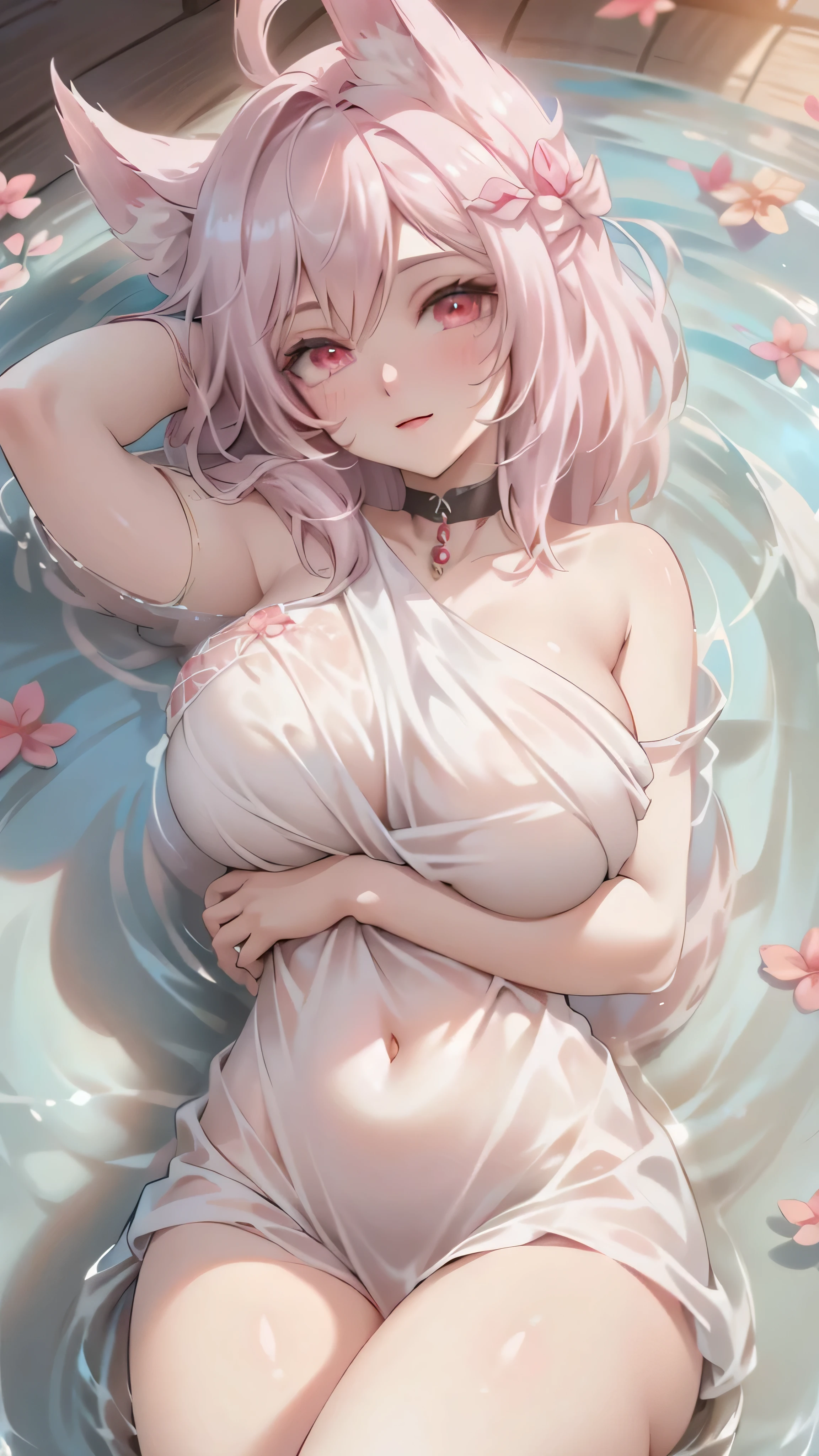 A cute girl with white hair. A cute girl. . very cute , Round face . Lonely , slim ,  low length . Glowing Skin . Pure white tube top T-shirt . Shorts , White Background , Looking at the audience&#39;slim and sexy legs， Place your hands behind your head((Transparent nipples))、rocket , (Large Breasts),（Because I&#39;thin） , 身材low length . Smooth Skin . Plain white t-shirt . 
Huge breasts:1.4，Ample breasts, (20-year-old:1.2), Cute little trumpet, Real thing, Sweating of the skin, Glowing Skin, slim, Black short hair, (Blunt bangs: 1.2), smile, Cute Face, Beautiful Eyes,, ((naked，Wrapped in a towel)), ((hot spring)), (Not worn), (Wet), (Bend and take off), ((Wet hair)),Spread your legs), ((Sexy and dynamic pose)), View, Looking into the camera, Denim Lenses, Highest quality,Super detailed, High resolution, Extremely detailed CG, unity 8k wallpaper, Official Art, Creative arts, Illustration of the novel, By famous artists, Caustic line, Fabric Shading, Very delicate skin, Perfect Anatomy, detailed, Light, Dynamic Lighting, 美丽而Beautiful Eyes, (Highest quality), (Super detailed), (masseter fascia), (High resolution), (original), Character Concept, Game CG, detailed Manga Illustration, Realistic head-to-body ratio:1.2
