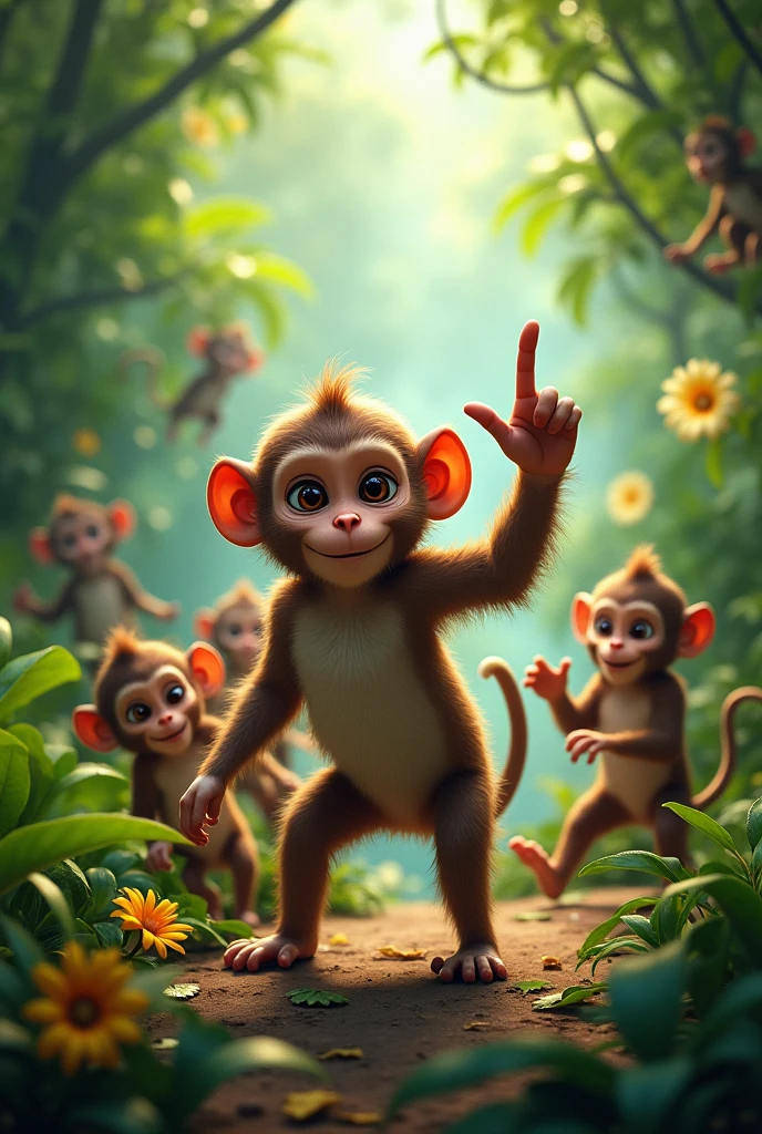 A monkey with its palm facing inwards and its index finger extended. 
Turn the palm more towards yourself. 
Make sure the palm is not visible from this side. 
Make sure the inside of the fingers is not visible. 
More monkeys.