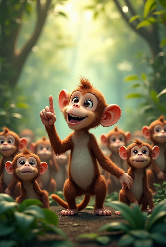 A monkey with its palm facing inwards, raising its index finger.
Turn its palm more towards itself.
Make the palm invisible from this view.
Make the inside of the fingers invisible.
More monkeys.
Face them downwards.