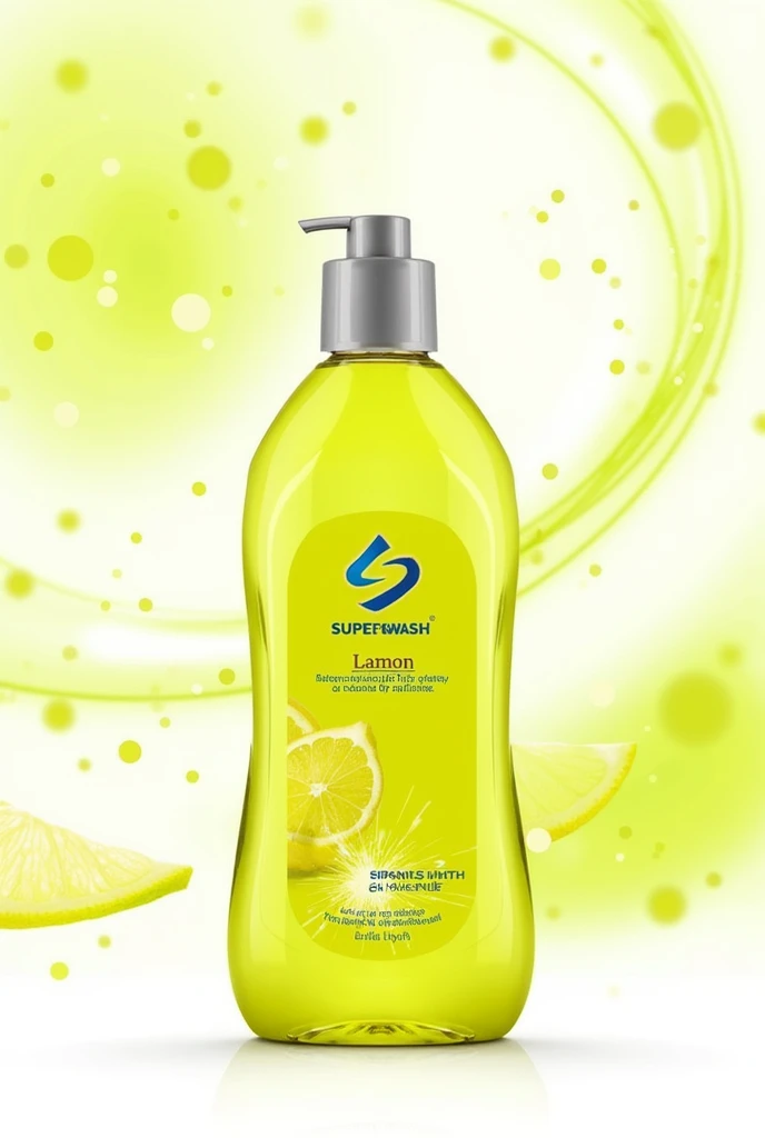 Super wash lamon DISHWASH logo
Lamon background
Yellow clear liquid bottle