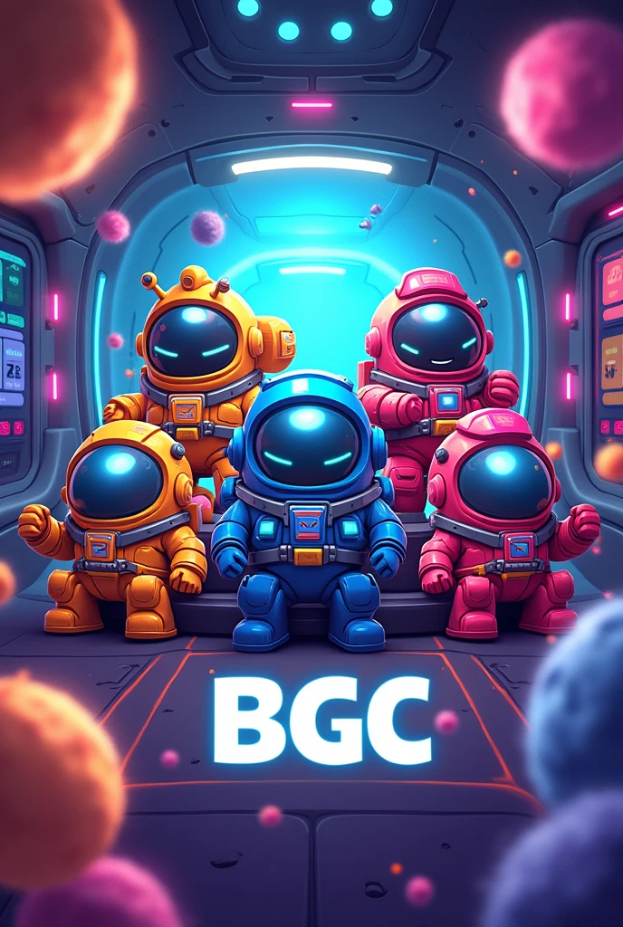 Create an among us theme poster where there will be so many among us characters such as jester, jackl,imposter, cremates, evil guesser, engineer, doctor,sheriff, terrorist, youtuber.
And at the center there will be a text that says "join our server BGC with your friends and play among us and have fun "