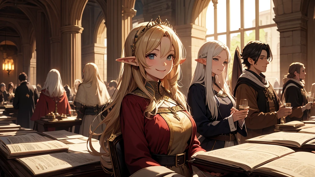 Elf、Medieval Europe、anime、guild、Bard、busy、Fantasy、smile、Royalty