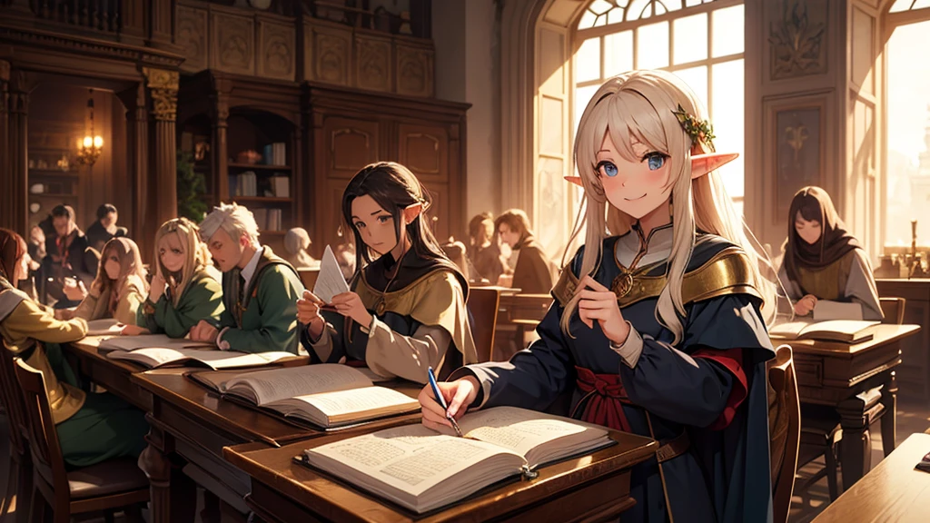 Elf、Medieval Europe、anime、guild、busy、Fantasy、smile、Royalty、Studying