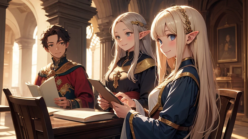Elf、Medieval Europe、anime、guild、busy、Fantasy、smile、Royalty、Studying