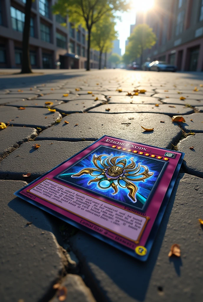 I want a realistic image of Yugi Oh&#39;s Exodia card on a pavement floor 