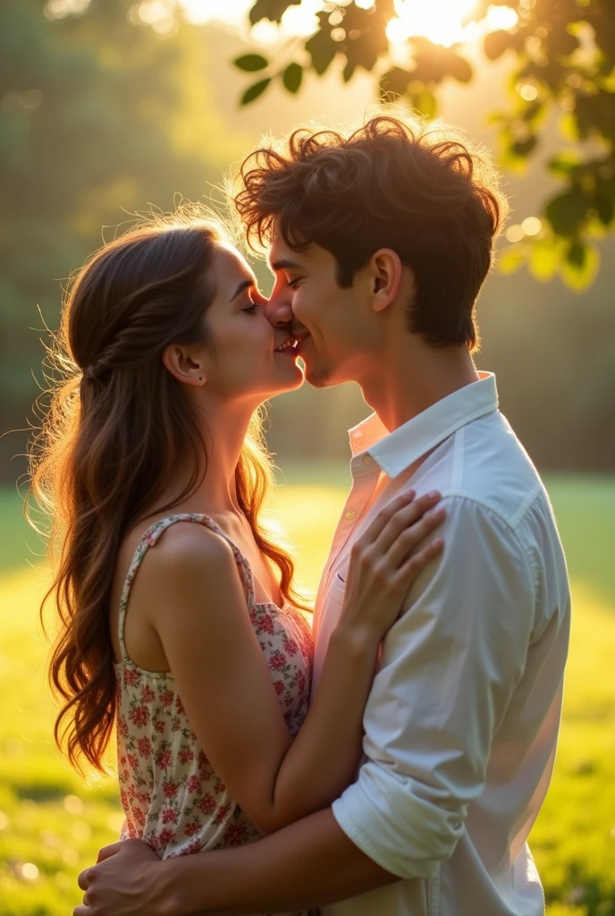 Kissing girl and boy