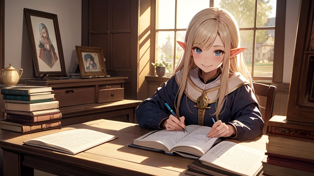Elf、Medieval Europe、anime、guild、busy、Fantasy、smile、Royalty、Studying