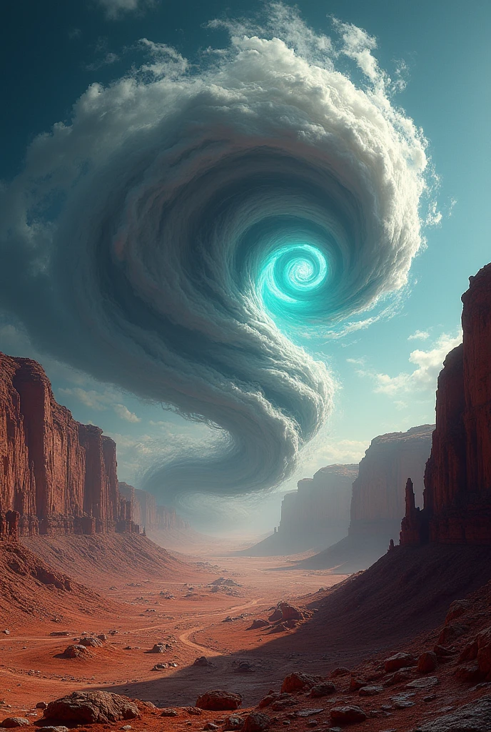 A tornado planet is a hypothetical celestial body where powerful tornadoes are a dominant feature of its weather. Imagine a world where the atmosphere is perpetually swirling, forming massive, swirling vortexes that stretch across continents. The surface would be constantly bombarded by high-velocity winds, creating a landscape of eroded canyons, twisted rock formations, and barren plains. The planet's atmosphere might be composed of unusual gases or particles that contribute to the formation of these super-tornadoes. The gravitational forces on such a planet would be intense, making it difficult for any form of life to survive.