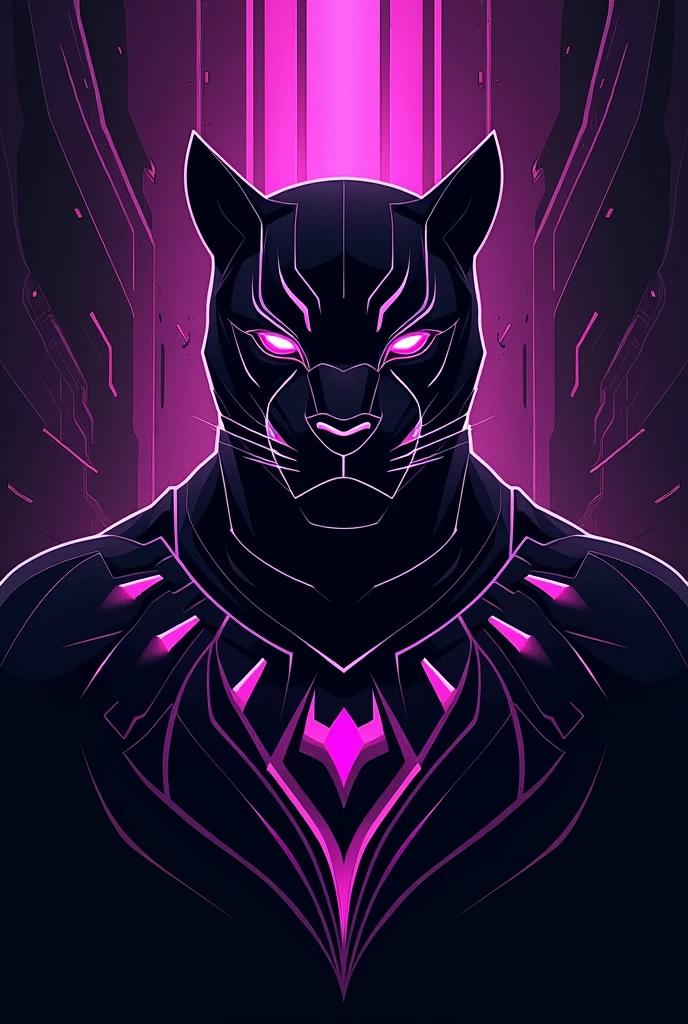 a black panther, geometric art, slogan "wakanda forever", purple-black color scheme, 16k, highly detailed, intricate, abstract, minimalist, symmetrical, clean lines, sharp edges, bold colors, dramatic lighting, dynamic composition, futuristic, technological, superhero, marvel comics, conceptual art