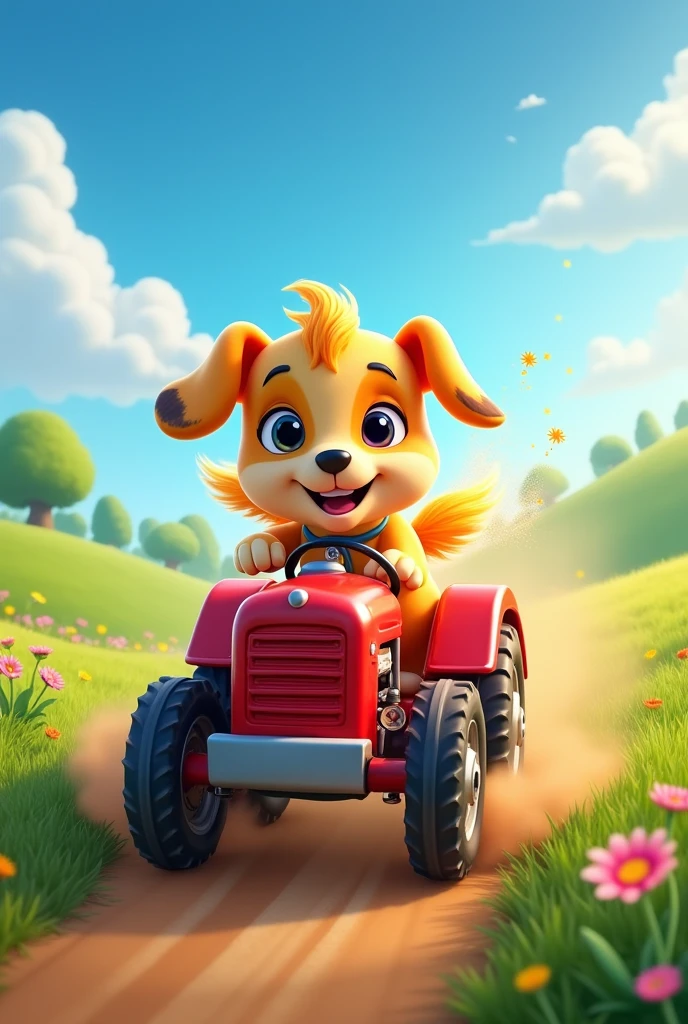 Tractor Running dog sprite ad