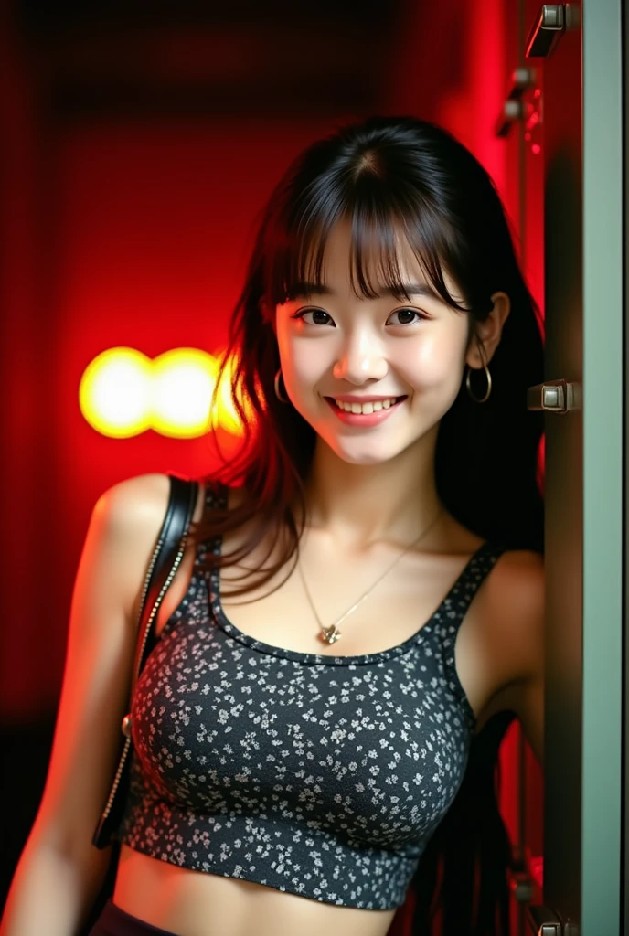 (Best Quality, 8K:1.1),(Slim Beauty:1.4),(C Cup:1.3,Beautiful:1.2),High School Student, Blazer,Dress Shirts,Black Tight Skirt,(Necklace:0.4),Handbag,Light Makeup,Round Nose,Super Thin Face,Drooping Eyes,Double Eyelids,(Bangs + Smile:1.2),Perfect Tooth Alignment.