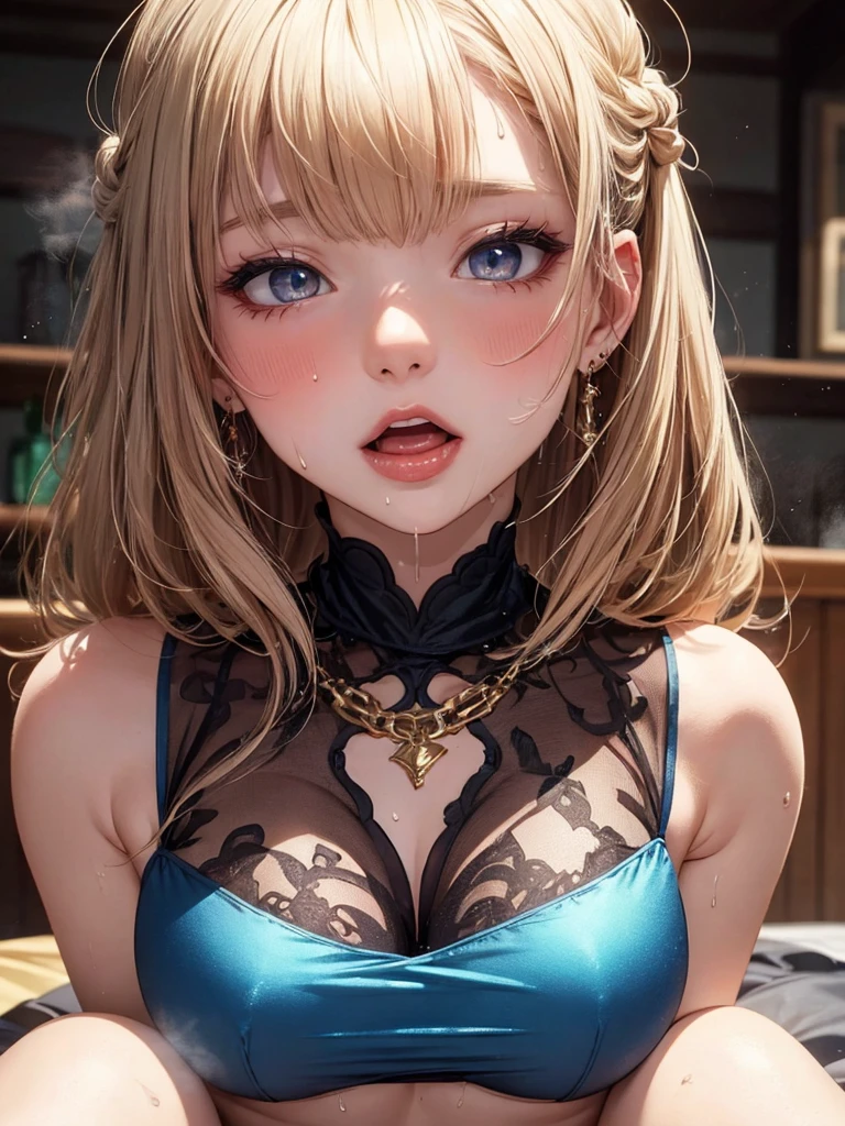nsfw:0.5, (((HHH))), a precious special bitch hentai porn scene, Express all her emphasized feelings through her facial expressions and posing,
ultra masterpiece, ultra high quality, spectacle scale, photorealistic:1.3, ultra high resolution, described in ultra fine detail down to the minutiae, high-quality textured, clearly, depth of field, good composition, good lighting, (close-up shot), from below,
sexy, sensuous, erotic, eros, horny, sexually aroused, craving:1.1, (panting), messy, loose, sticky slimy, (raw), shiny, glaring, luxury, (colorful),
flashy high-end sensual hostess, celeb, (looking up and (enraptured:1.1 rapt:1.1 (half-open)) bedroom eyes to downward camera view)),
wearing wrinkled ((vivid colorful (bright color (shiny satin) tempting seductive mini dress costume))), skindentation, Wedgie, erect nipples,
beautiful sexy face, best makeup, detailed mouth:1.1, detailed too shiny lips:1.1, large firm breasts, Delicious body, oily wet translucent skin, messy loose (updo) with side-swept bangs hair, gold simple necklace earrings,
((blissful:1.5 ecstatic expression:1.1)), ((blush)), (((sweat))), a little particle sweat drops, (((steam))), ((sigh)), (((((ecstasy))))), ((((orgasm)))), (((ahegao))), cum on body,
celebrity high-end night bar lounge, sit on the luxury sofa, Give me her special H service that captivates me, ecstatic attentive escort service energetically, Her sexual desire has increased, Her sexual energy has increased, Anyway she is a very intense pervert, あっはーん,