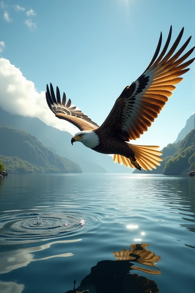 Create giant eagle over water 