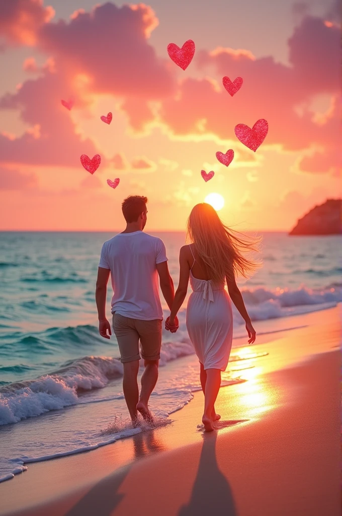 The handsome Ben-El and Yaheli with the blond hair went to the beautiful, turquoise-colored and wide sea during the pink sunset,
hearts were drawn in the sky,
And their 3 and 8 year old cousins took pictures of them