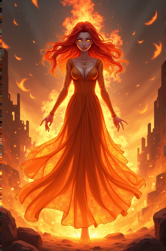 flame princess surrounded by flame anime