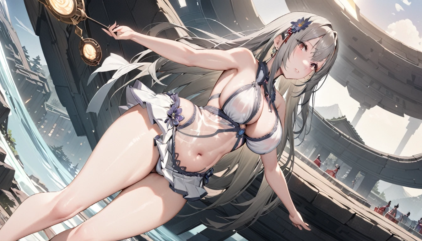 high quality,HD,16K,Sharp Line,1 Girl,fantasy, (Fire Spirits),Pretty Face, Large Breasts, Beautiful legs,In the mountains,Focus Girl,detailed Pretty Face,Detailed clothes,beautiful eyes,Cool,Sexy,Dynamic Angle,穿着华服的神明Strike a pose拍照, Ancient mysterious sexy goddess, Traditional beauty woman, Beautiful female warrior god of war , Beautiful sexy goddess, Gorgeous role-playing, high, Beautiful young girl, Beautiful woman, 华丽Beautiful woman, Complex clothing,Chinese Mystical Aesthetics, Beautiful Asian ancient mysterious girl, Extremely detailed shot of the goddess, Jaw-dropping sexy beauty, Big breasts deep neckline sexy belly button(butt), (bedroom), (Sexy Girls), masterpiece, best quality, Bangs, blush, Chest, clavicle, Eyebrows visible through hair, (Ombre gold hair), Jewelry, Long hair,Bright Eyes, ring, (solitary), illustration, fashionable, miss, Strike a pose, background, element, confident, Express, Accessories, majestic, striking, key point, Dynamic poses, ((plump)), (black))Woman in transparent dress,Viewer,(((Full breasts, Keeley University))),Slim waist,(Navel exposed,Bare waist), Long hair, extreme detailed details, 详细的fantasy艺术, Stunning character art, Beautiful and exquisite character art, Beautiful transparent dress, Very detailed, Large Breasts,Chest,Golden ratio figure,Beautiful figure,Ultra wide-angle shooting,Full body shot拍摄,Body close-up,Full body shot,Wearing a pleated tulle skirt,柔和动漫illustration, 柔和的深色background,Fujifilm XT3 Clear focus, f 5.6, High Detail, Clear focus,(Wearing openwork clothing),, (Natural light), (Tempting)translucent, Good velvet quality, Compared, Divine Light,, Silver hair, 天空background, Absolute Strength,Female Shinmei,穿着性感丝绸的Female Shinmei,,Large Breasts,Chest,Golden ratio figure,Beautiful figure,Ultra wide-angle shooting,Full body shot,Body close-up,Full body shot, Wearing a tulle dress, Model shooting style, Large Breasts,饱满Chest,Golden ratio figure,Beautiful figure,(Extremely detailed CG 8k wallpaper unit), The most beautiful artistic photos in the world, , 8K 超HD, ) on the beach,Sexy lazy posture,Sexy seductive expression,best quality,masterpiece,Ultra-high resolution,(Practical:1.4),original photo,Ultra-high resolution