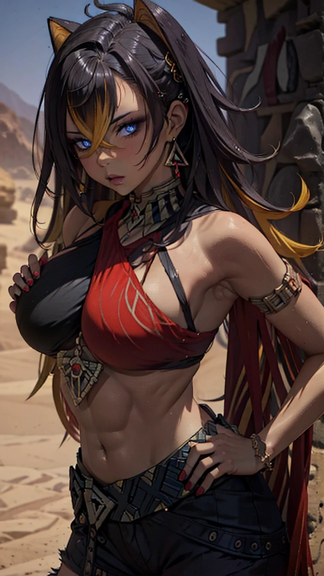 Masterpiece, high quality, blurry background, hd, 4k,, standing, blush, looking at viewer, big pokies, big boobs, sexy, oasis, (ancient desert at night)