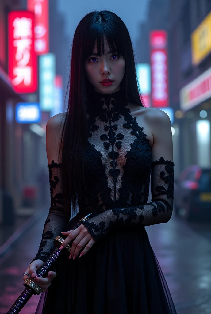 モデル Kの御芍神紫
イメージカラー 紫
アイコン 林檎
壬生紫 みぶゆかり
紫ががった黒髪 長髪ストレート。
紫の瞳。切れ長。
蠱惑的な美女。
首から胸元にかけてレースで覆われたハイネックタイプのシックでゴージャスな黒のドレス。襟の高いデザ
紫の石が煌めくハイヒール。
銀の装飾品を身に着けている。
黒の組織の幹部。コードネーム「シードル」。
林檎の香水を身に纏っている。
居合の達人。銃弾を剣で弾くし斬り落とす。
反射神経と動体視力が化物。羽でも生えてんのかな??ってレベルで身体能力がぶっ壊れ性能。
仕事は淡々と無感動にこなすタイプ。
どこに行っても集団から浮く。高嶺の花というか遠巻きにされる。
の冬、何者かによって親代わりだった剣の師匠を殺され、師匠から受継ぐ筈だった妖刀・罪歌を奪われた。
復讐を誓い、形見の刀と犯人を探すべく裏社会に身を染めてゆく。
元々、師匠がラムが子飼いにしているフリーの職業暗殺者。所謂殺し屋紛いなことをしていた。師匠が殺された日も本来は仕事が入っていた為、現場に現れなかった事を不審に思い必要とあらば処分するつもりで確認の為ジンが派遣されてきた所、血の海に沈む無惨な遺体とその前に立ち尽くし憎悪と憤怒に染まった狂気の紫瞳を見つけ、その瞳を気に入ったジンが組織に連れ帰り、そのまま組織に加入。ジンとラムが目に掛けるていると言う鳴り物入りで組織に加入し、瞬く間にコードネーム持ちになった。
元々はネグレクトを受ける児で組織にとって不都合な光景を見てしまった両親を始末するために遣わされた師匠によって両親が始末された後、攫われた。
正直あのまま両親のもとに居ても遠からず死んでいたので、攫われたのは正解。紫にとっては地獄から助けてくれた恩人であり、両親にすら与えられなかった愛情を注いでくれた師匠は神にも等しい人なので師匠の期待には全力で応えて行きたいし、褒められたい。若干の依存気味ですらあった。敬愛と信愛と献身を捧げるべき相手だった。
殺し屋だった師匠に拾われ後継者として殺しの技術を厳しく仕込まれたが、それと同じくらい愛情を持って育てられた自覚があり、比較的まともというか常識的。
しかし、無益な殺生は師匠も好んでいなかった為の紫自身も好まないが、裏を返せば必要があれば無情に冷徹に淡々と坦々と殺す事を躊躇なく作業的にこなすのでやっぱりイカれてる。
浮世離れ舌雰囲気の持ち主。仙人じみていて人間味が薄い。独特の美意識の持ち、矜持に沿わないことは例えば銃を突きつけられてもやらない。
常に妖刀罪歌を持っている。
赤みがかった美しく妖しげな刀身の日本刀。
刀を構えて討つべき仇を見据えている。