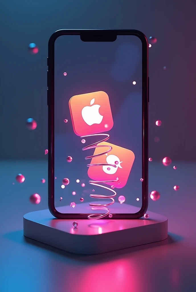 the outer frame is a mobile phone,the two rectangles inside are an application interface dragged to a position and released, then return to the original icon position,mainly expresses the movement of iOS desktop system icons through spring simulation,(X,y)is the center point of the application interface,And width(w),Alpha, ratio(R)all are interface attributes,please annotate to the interface,image needs to respond,an interface simulates returning to the icon through a Spring animation