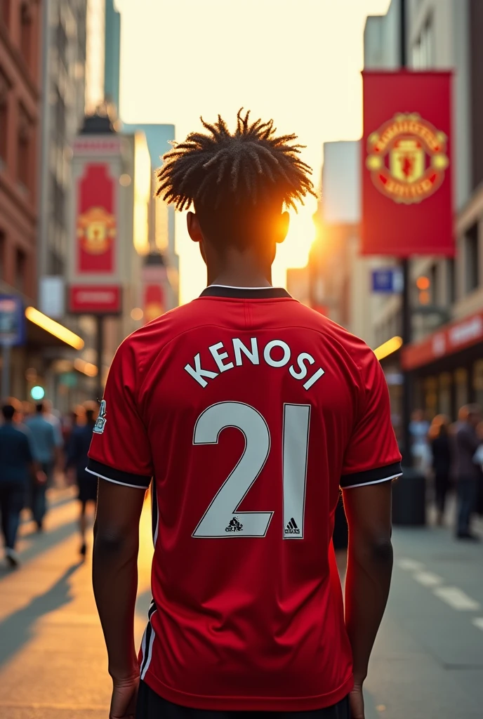 Dennis Kenosi 5 feet 7
Wearing Antony Manchester United jersey 21
Not facing the camera