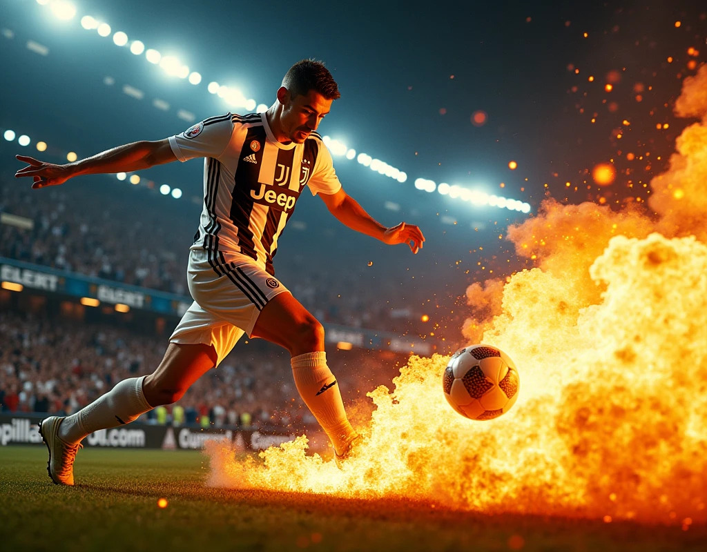 cristiano ronaldo kicking fire ball