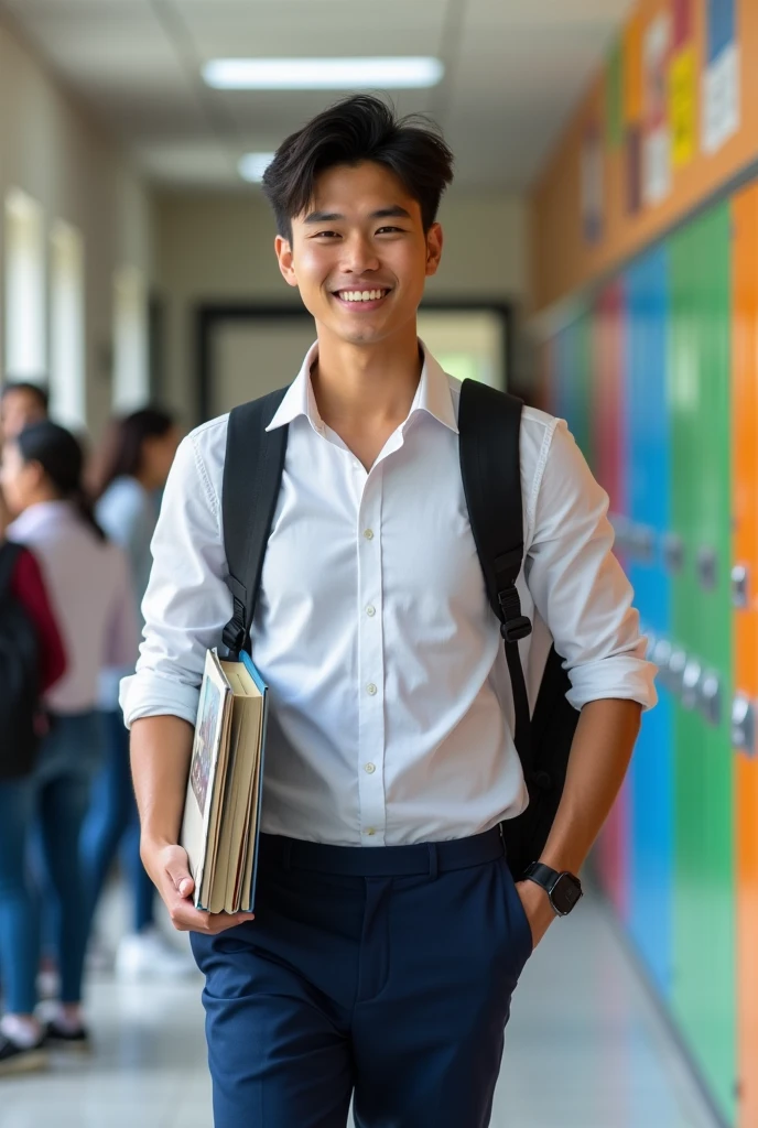 Handsome student asia in school