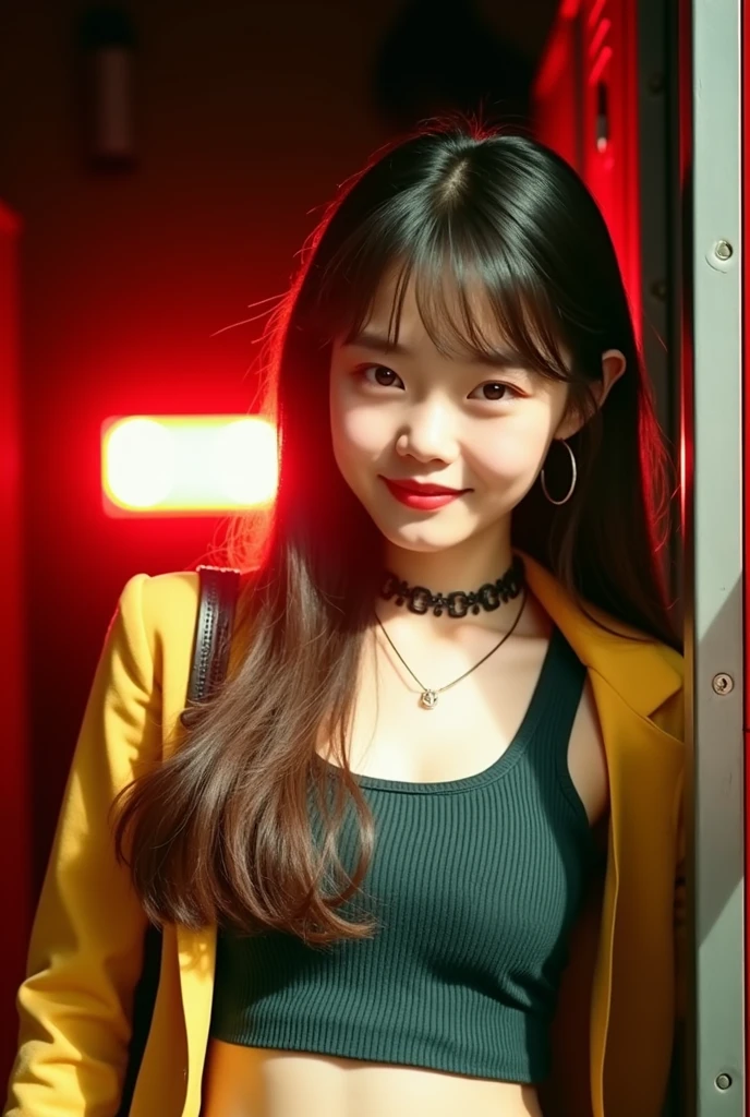 (Best Quality, 8K:1.1),(Slim Beauty:1.4),(C Cup:1.3,Beautiful:1.2),High School Student, Blazer,Dress Shirts,Black Tight Skirt,(Necklace:0.4),Handbag,Light Makeup,Round Nose,Super Thin Face,Drooping Eyes,Double Eyelids,(Bangs + Smile:1.2),Perfect Tooth Alignment.