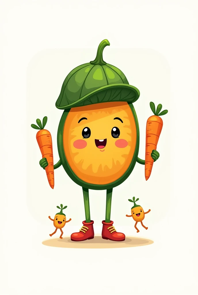 cute simple Vegetable character An illustration spinach Pumpkin cross section carrot Three-colored paprika No background