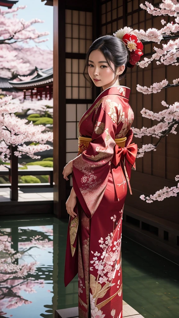 Twelve-layered kimono Apparition cherry blossoms Best Quality, Masterpiece, Ultra High Resolution, (Realisticity: 1.4), Original Photo, Cinematic Lighting