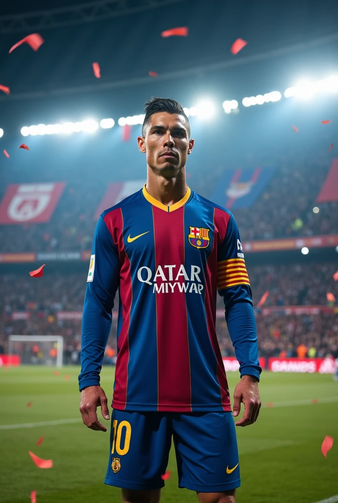 Ronaldo wearing Messi jersey