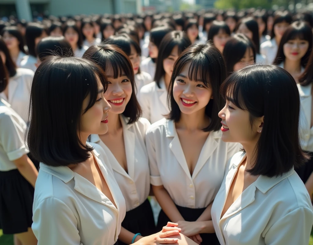 [Japanese Clone girls=Myself], [Perfect Clone girls Raw Photography Art], (16K, Highest quality, Ultra-high resolution, ((Unrealistic, Unprecedented sight, ((A World of Myself Proliferation)), Ultra-realistic))), (Japanese, woman, 26-year-old), (((((Small face, (((((Thick black hair, Semi-long hair)))))))))), ((Very beautiful detailed girls, Accurate body structure, Very detailed body)), (((Big Breasts, Large, swelling breasts))), (((White shirt, Big Breasts強調, I can see the cleavage, Black Mini Skirt))), ((Dark Eyes, Mature face, Cute Smile, A gentle gaze)), (((((Happy laughter))))), (((((Very detailed, 1girl-1,000,000cloning))))), (((((A very detailed and precise description of the doppelganger, Perfectly the same girl, The exact same smile, Perfect same hair, Perfect same clothes, Exactly the same height, 完璧な同じLarge, swelling breasts))))), (((((Myself only))))), (((Filling the Earth 1,000,000,000,000,000,000,000,000,000,000,000,000,000 Myself, Super dense, Focus on the middle of the group, I&#39;m happy to be surrounded by countless versions of myself, I want to drown in love with countless versions of myself., I want to be drowned in love with countless versions of myself around me., Holding hands, hug, hug, kiss, Touching breasts))), (((The sight of the ultimate super-crowded, 異常なSuper dense, Countless Myselfs Packed Tight))), ((Bright and soft light)), ((((((((Very detailed and clear hyper-perspective drawing)))))))), (((Subject depth zero))), Seeing from a bird's perspective
