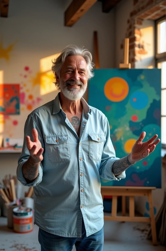 A man explaining image