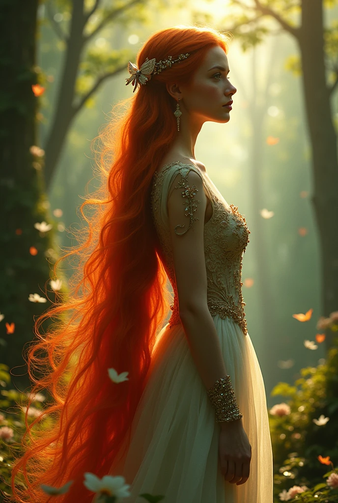 a tall and red hair lady