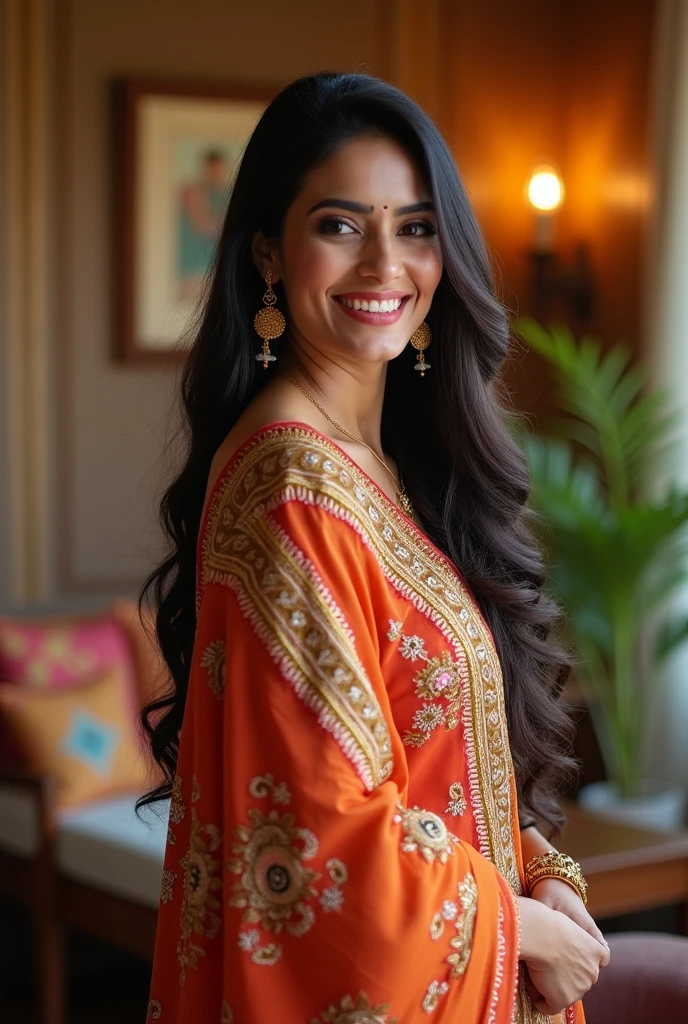 Generate an image of hot and sexy indian mom 