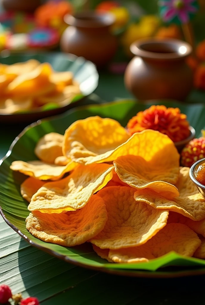 Kerala chips and sharakaravaratti photo in Onam theam
