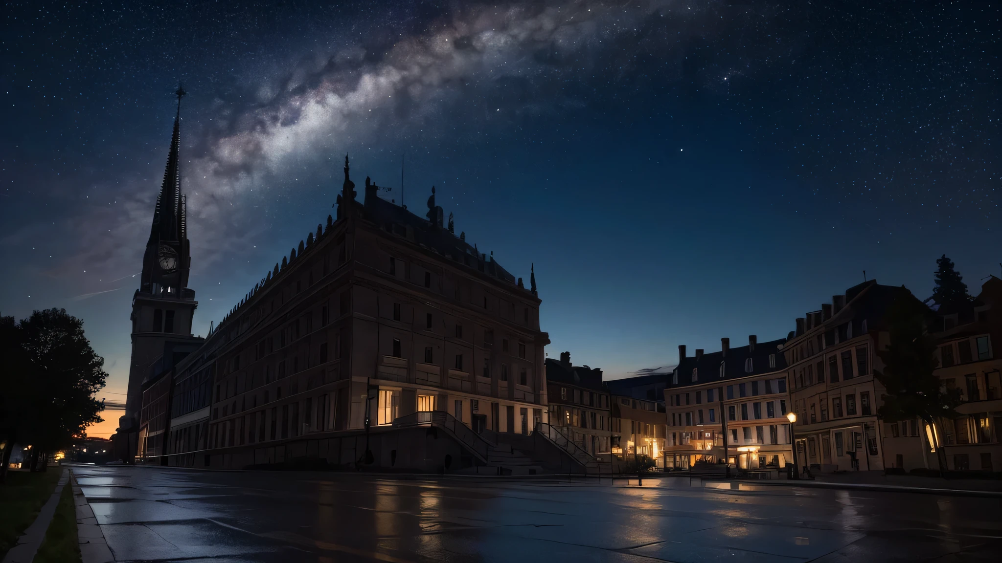 A majestic ancient building,The sky is a deep blue, star-studded night sky,Under the starry sky, they appear grand and mysterious,The atmosphere is majestic,high quality,masterpiece,Lots of details,8k,Amazing theatrical work, movie environment, masterpiece, best quality, Award-winning works, Personalize your style, Fine details, Realistic shadows, HDR, Ultra HD