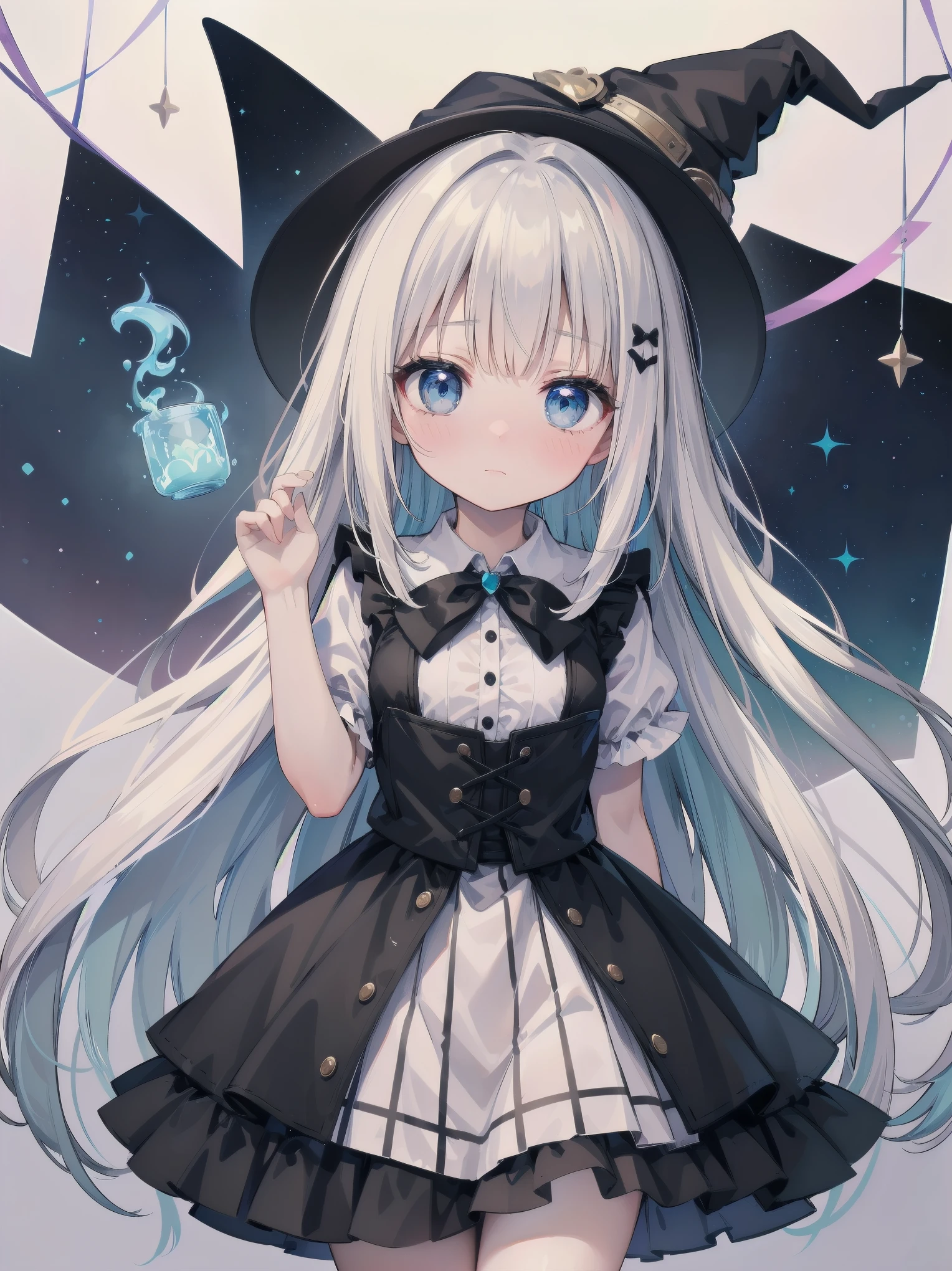 🎶, (🧙‍♀️), ✡, ✨(black hat), , Alice in Wonderland, Alone, very beautiful, cute, adorable, embarrassed, alone, blue eyes, white skin、look at viewer、looking up,kawaiitech, pastel colors, kawaii, cute colors,Alice in Wonderland, alone, very beautiful, cute, adorable, embarrassed, alone, blue eyes, white skin,skirtlift