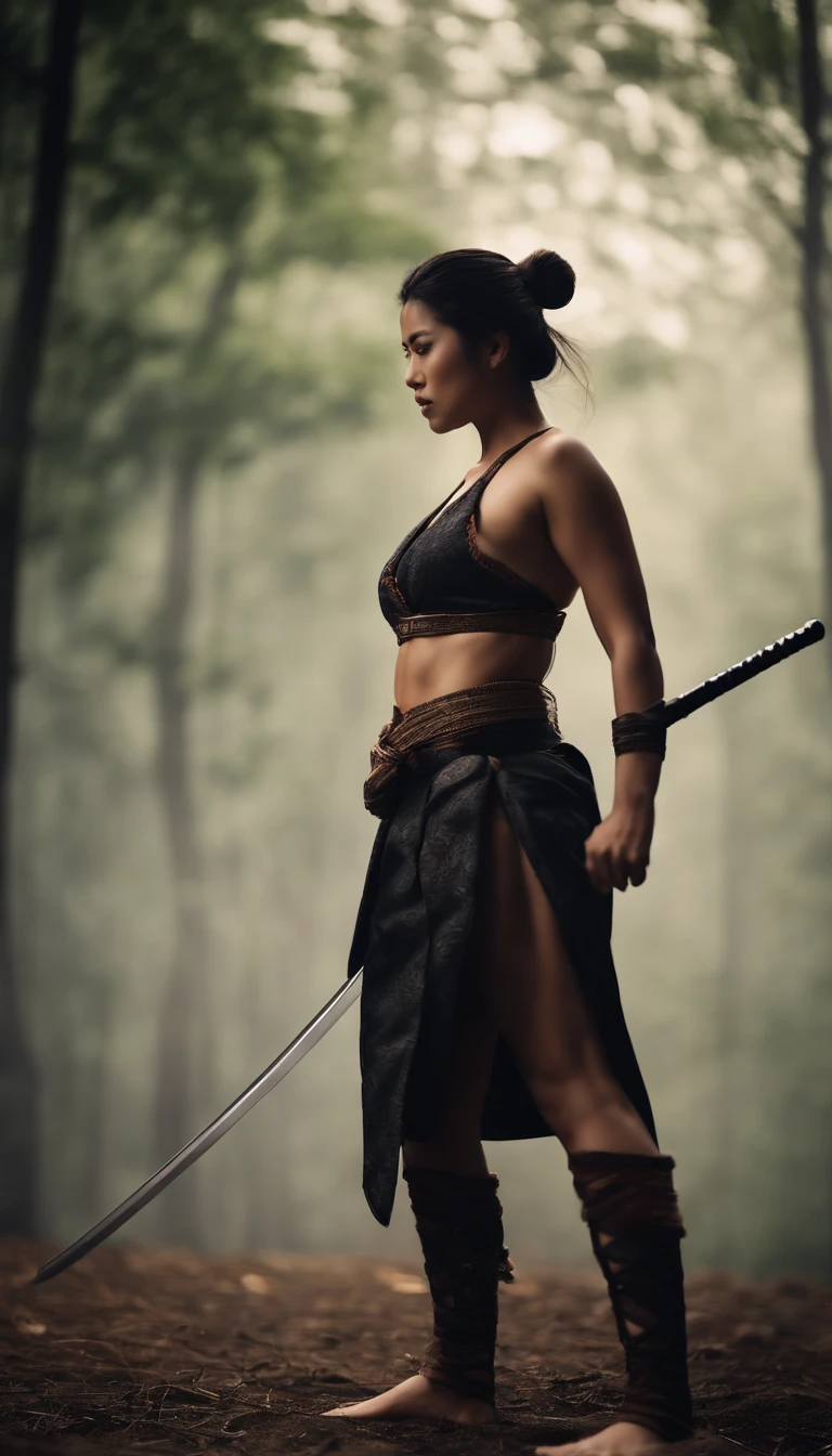 Samurai Swordsman woman In underwear Full body sexy underwear Full body sexy