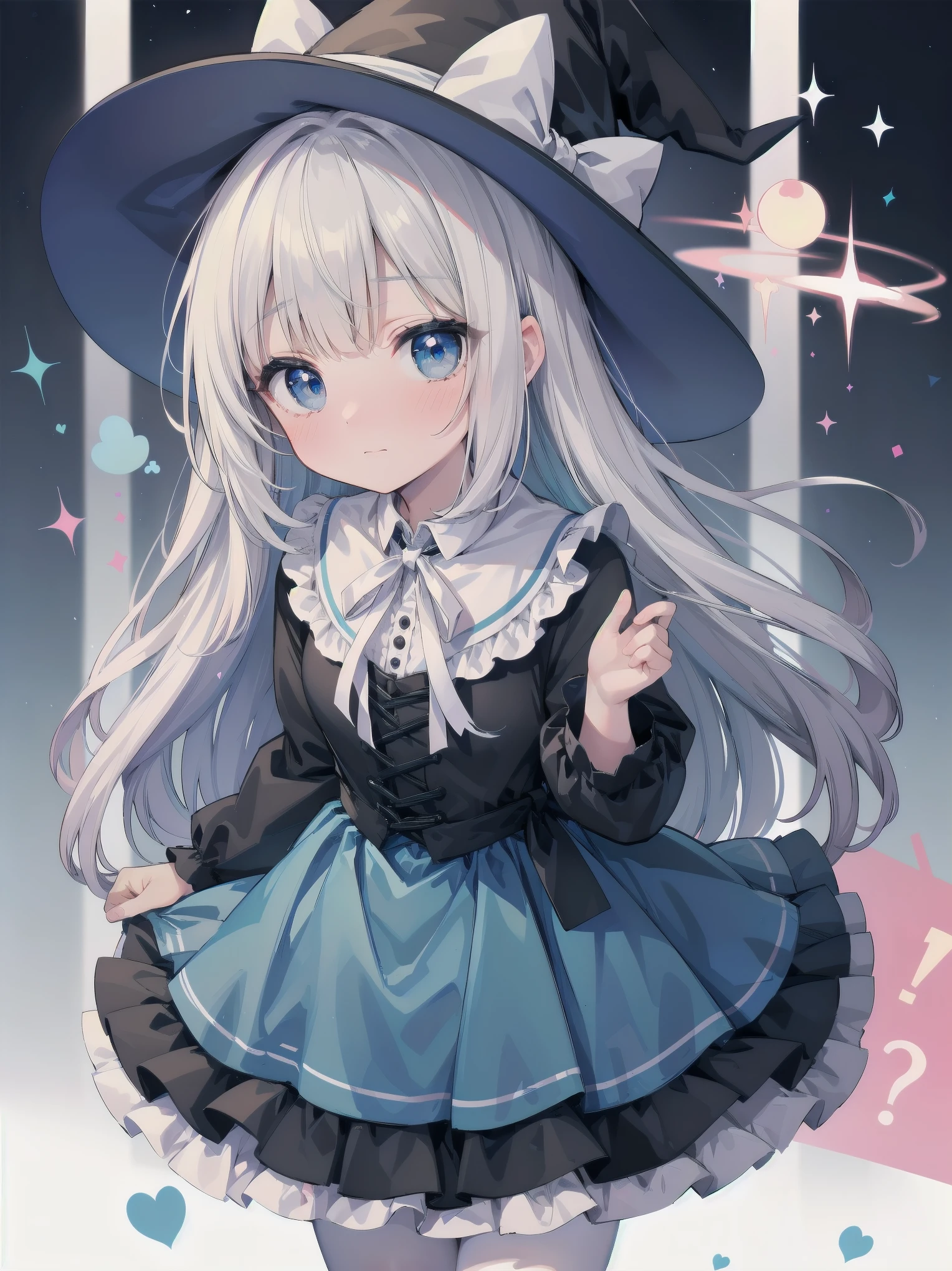 🎶, (🧙♀️), ✡, ✨(black hat), , Alice in Wonderland, Alone, very beautiful, cute, adorable, embarrassed, alone, blue eyes, white skin、look at viewer、looking up,kawaiitech, pastel colors, kawaii, cute colors,Alice in Wonderland, alone, very beautiful, cute, adorable, embarrassed, alone, blue eyes, white skin,skirtlift