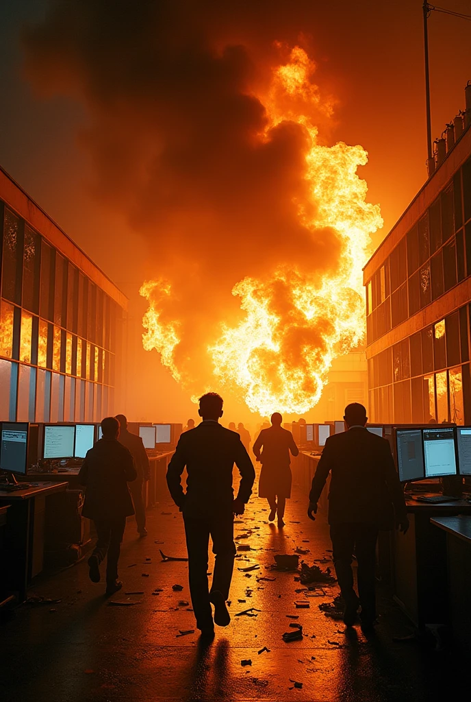 Work place on fire