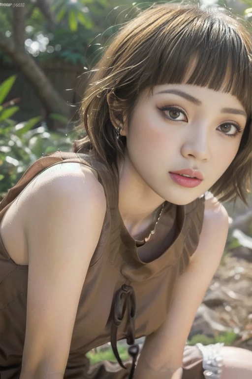Random posture,1girl,seduce, beautiful breasts, lips, realistic, photo_\(medium\), solo, (masterpiece),(photorealistic:1.3), ultra-detailed, (high detailed skin:1.2),(best quality:1.0), (ultra highres:1.0), (ulzzang-6500:0.3), beautiful and clear eyes, delicate necklace,sunshine, (beautiful detailed makeup), (sexually aroused blushing heavy breathing:1.0), (soft glow bloom:0.5),